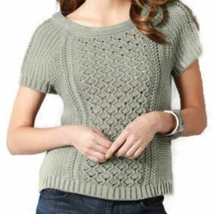 NWT LOFT Gray Cable Boat Neck Dolman Slv Sweater